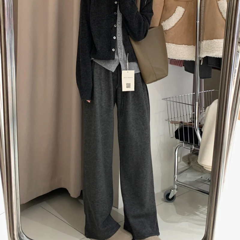 Plus Size Loose Wide-Leg Pants for Women, Slimming Long Sweatpants in Dark Gray, 2025 Trendy Lazy Style Plus Size Loose Wide-Leg Pants for Women, Slimming Long Sweatpants in Dark Gray, 2025 Trendy Lazy Style