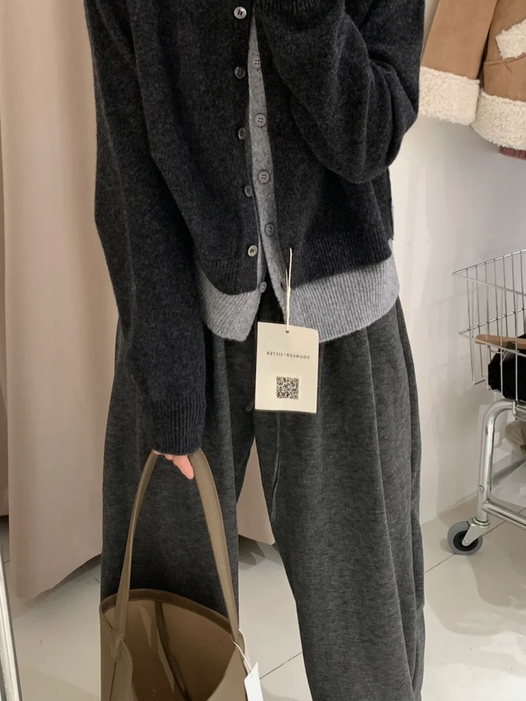 Plus Size Loose Wide-Leg Pants for Women, Slimming Long Sweatpants in Dark Gray, 2025 Trendy Lazy Style Plus Size Loose Wide-Leg Pants for Women, Slimming Long Sweatpants in Dark Gray, 2025 Trendy Lazy Style