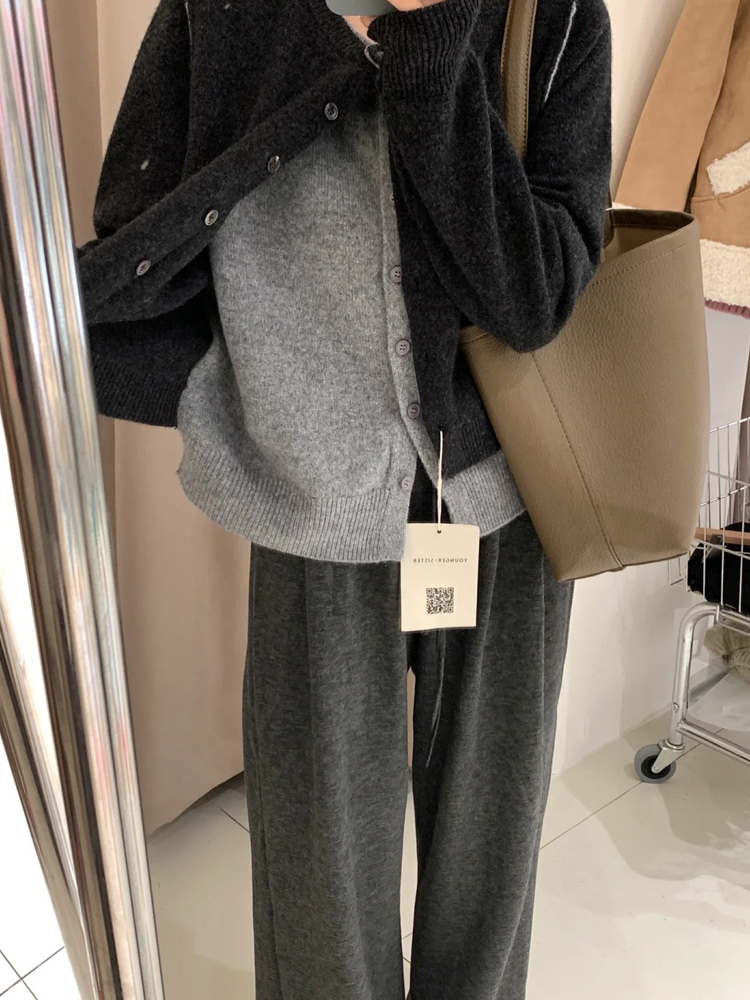 Plus Size Loose Wide-Leg Pants for Women, Slimming Long Sweatpants in Dark Gray, 2025 Trendy Lazy Style Plus Size Loose Wide-Leg Pants for Women, Slimming Long Sweatpants in Dark Gray, 2025 Trendy Lazy Style