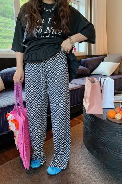 Plus Size Love Heart Print Casual Pants for Women - Lightweight Summer Style 2025