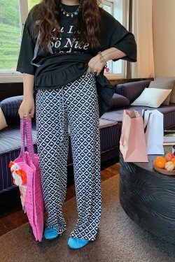 Plus Size Love Heart Print Casual Pants for Women - Lightweight Summer Style 2025