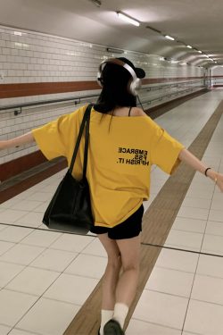 Plus Size Off-Shoulder Letter T-Shirt for Women - Summer Short Sleeve Loose Fit Slimming Top - Spicy Girl American Style