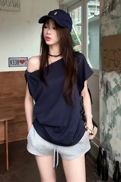 Plus Size Off-Shoulder Short Sleeve T-Shirt for Women - Summer Sweet & Spicy Loose Fit with Twist Detail, Flattering Design