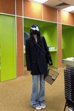 Plus Size Oversized Black Suit Jacket for Women, Casual Loose Blazer, High-End Feel, Spring Autumn 2025 Fashion