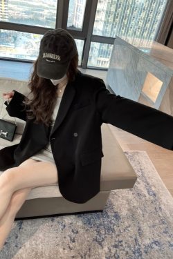 Plus Size Oversized Black Suit Jacket for Women, Casual Loose Blazer with High-End Feel, Spring Autumn 2025 Fashion