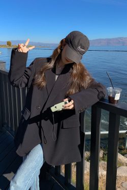 Plus Size Oversized Black Suit Jacket for Women, Casual Loose Blazer with High-End Feel, Spring Autumn 2025 Fashion