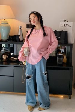 Plus Size Pearl Ripped Wide-Leg Jeans for Women - Loose Straight Leg Pants for Spring Summer 2025, Trendy Casual Fashion
