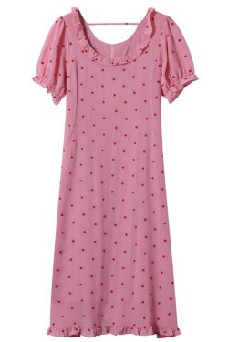 Plus Size Pink Embroidered Square-Neck Dress for Women - Summer 2025, Waist-Cinching, Slimming, Floral Style