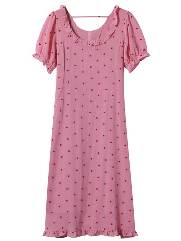 Plus Size Pink Embroidered Square-Neck Dress for Women - Summer 2025, Waist-Cinching, Slimming, Floral Style Plus Size Pink Embroidered Square-Neck Dress for Women - Summer 2025, Waist-Cinching, Slimming, Floral Style