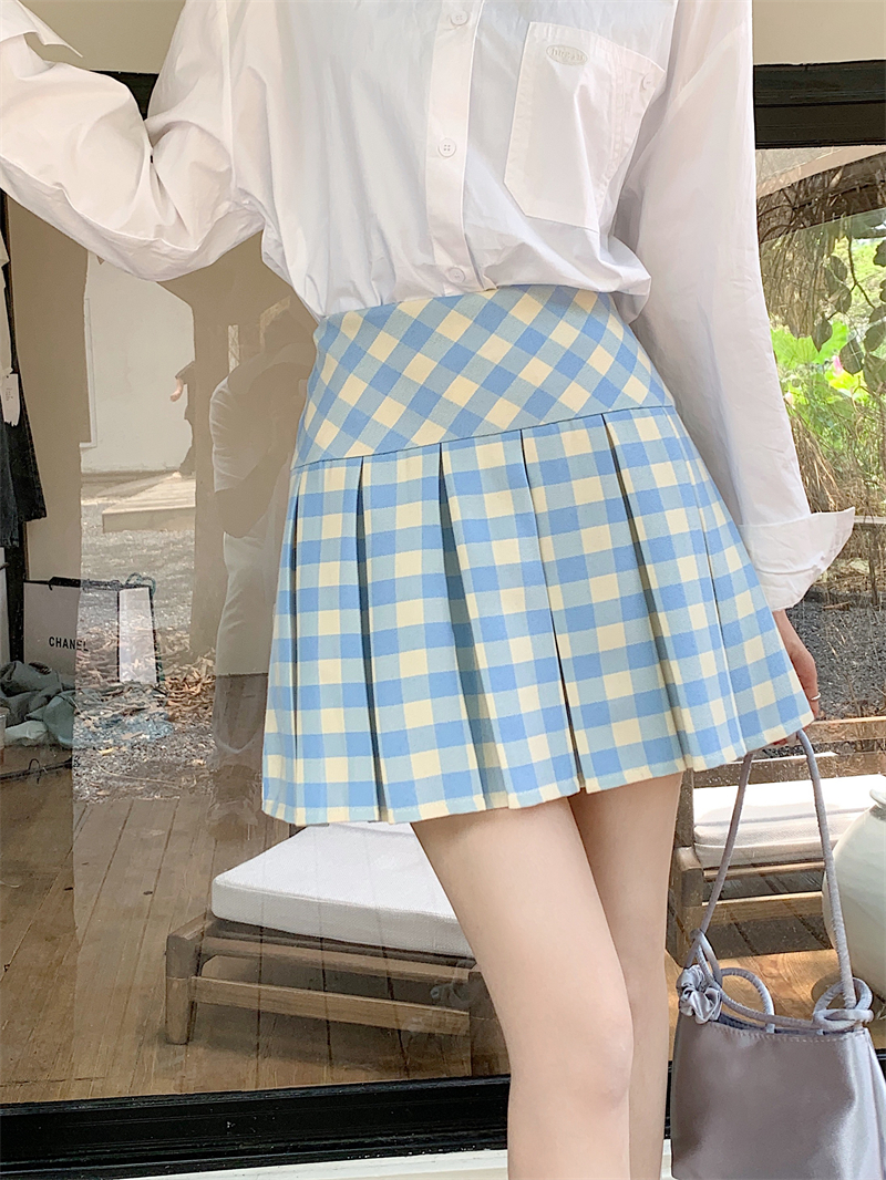 Plus-Size Pink Plaid High-Waisted Pleated Midi Skirt - Women's Summer Checkered A-Line Skirt with Slim Fit for Trendy Style Plus-Size Pink Plaid High-Waisted Pleated Midi Skirt - Women's Summer Checkered A-Line Skirt with Slim Fit for Trendy Style