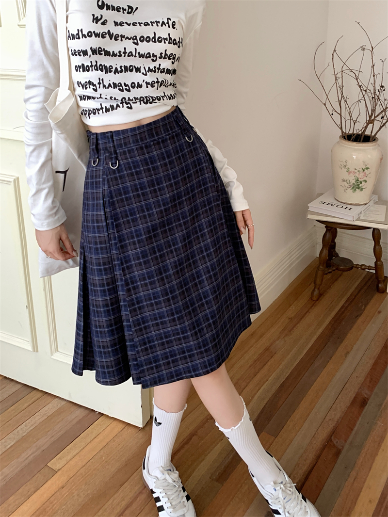Plus Size Plaid A-Line Skirt for Women, High-Waisted Checkered Skirt, Autumn College Style, Slimming Mid-Length Fashion Plus Size Plaid A-Line Skirt for Women, High-Waisted Checkered Skirt, Autumn College Style, Slimming Mid-Length Fashion