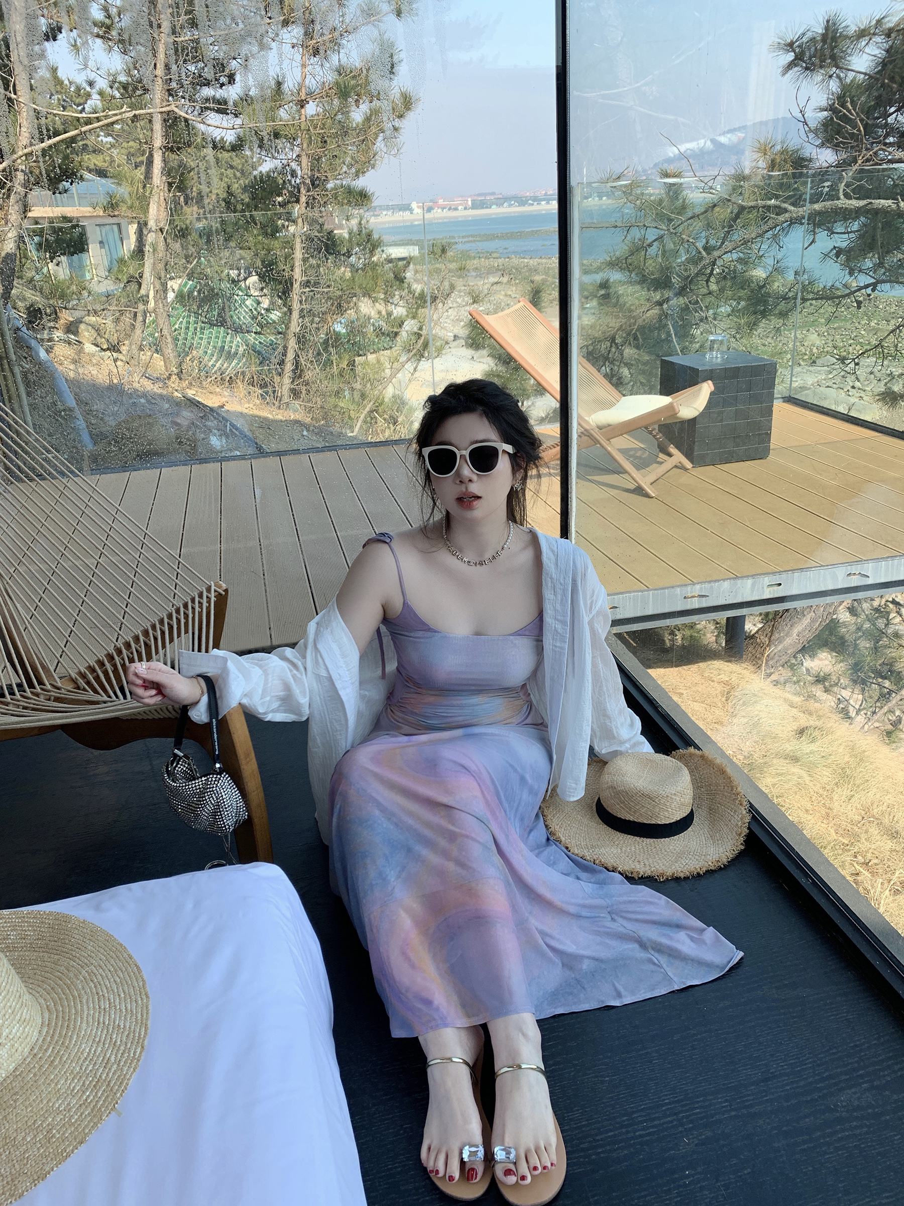 Plus Size Pleated Camisole Dress with Flowing Straps - Mesh Elastic Waist for Summer Beach Vacation, Island Style, Relaxed Fit Plus Size Pleated Camisole Dress with Flowing Straps - Mesh Elastic Waist for Summer Beach Vacation, Island Style, Relaxed Fit