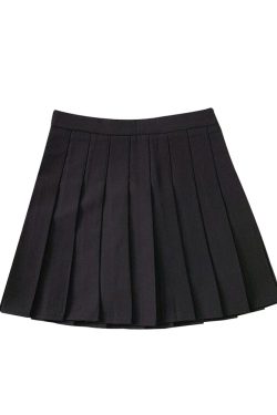 Plus Size Pleated High-Waisted A-Line Midi Skirt for Women, Korean Style Versatile Academy Look, Wrinkled Suit Design