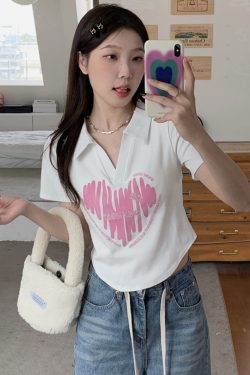 Plus Size Printed Polo Collar Short Sleeve T-Shirt for Women - Summer Slim Fit Top, Flattering Design, Belly Coverage, Sweet and Spicy Style