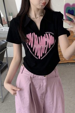 Plus Size Printed Polo Collar Short Sleeve T-Shirt for Women - Summer Slim Fit Top, Flattering Design, Belly Coverage, Sweet and Spicy Style