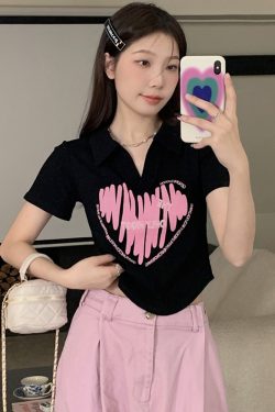 Plus Size Printed Polo Collar Short Sleeve T-Shirt for Women - Summer Slim Fit Top, Flattering Design, Belly Coverage, Sweet and Spicy Style