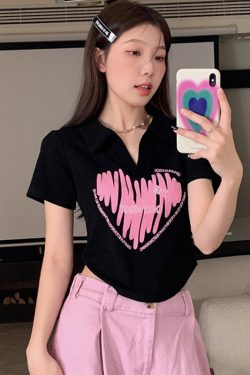 Plus Size Printed Polo Collar Short Sleeve T-Shirt for Women - Summer Slim Fit Top, Flattering Design, Belly Coverage, Sweet and Spicy Style