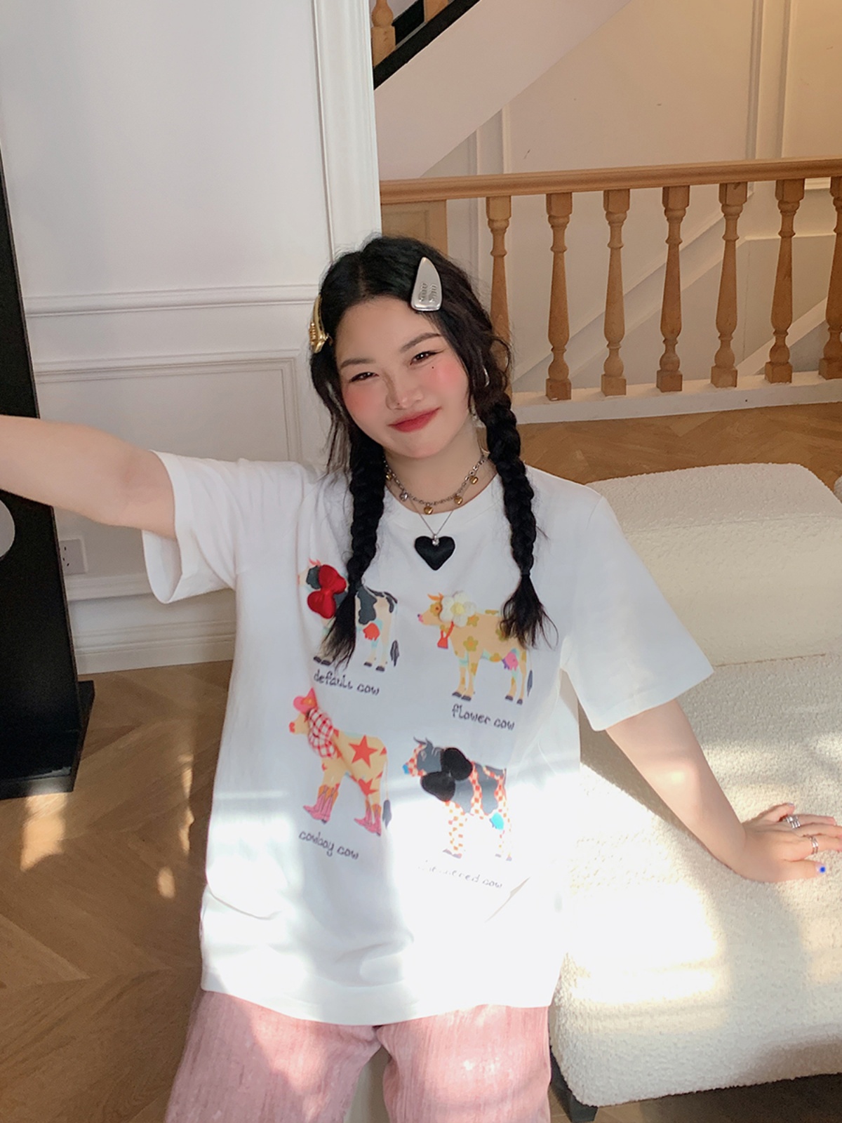 Plus Size Printed Short Sleeve T-Shirt for Women - Loose Round Neck Summer Top, Trendy Gold Design, 2025 Fashion Essential Plus Size Printed Short Sleeve T-Shirt for Women - Loose Round Neck Summer Top, Trendy Gold Design, 2025 Fashion Essential