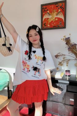 Plus Size Printed Short Sleeve T-Shirt for Women - Loose Round Neck Summer Top, Trendy Gold Design, 2025 Fashion Essential