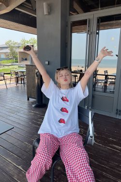 Plus Size Red Plaid Loose Long Pants – Versatile Casual Summer Trousers for Y2K and 90s Inspired Style