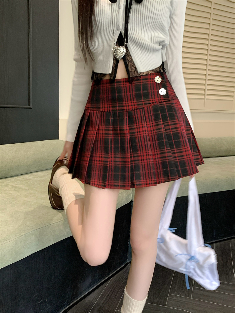 Plus Size Red Plaid Pleated Skirt - Spring Summer A-Line High Waist JK Style Short Skirt for Women Plus Size Red Plaid Pleated Skirt - Spring Summer A-Line High Waist JK Style Short Skirt for Women