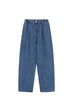 Plus Size Retro High-Waisted Button Straight-Leg Wide-Leg Pants - Casual Slimming Women's Jeans for Y2K and Vintage Style