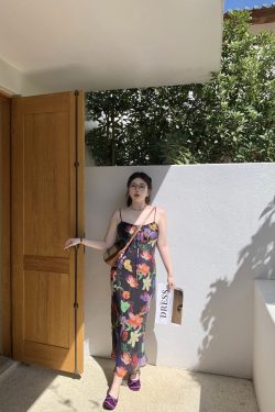 Plus Size Retro Tropical Floral Print Sling Dress - Slightly Chubby Summer Style for a Chic City Look