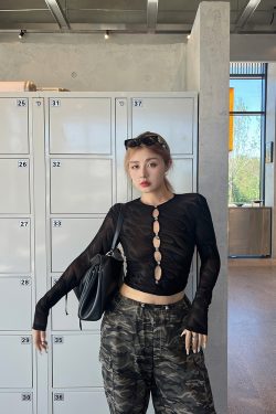 Plus Size Sexy Hollow Out Long Sleeve T-Shirt - Retro Autumn Style, Trendy Hot Girl Base Top