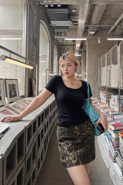 Plus Size Sexy Leopard Print Bodycon Mini Skirt - High Waist Slimming Design for Hot Girl Style - Trendy Y2K Fashion