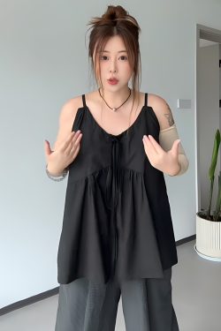 Plus Size Sleeveless Top for Spring and Summer, Loose Fit with Strap Design to Flatter Curvy Figures, Perfect Layering Essential