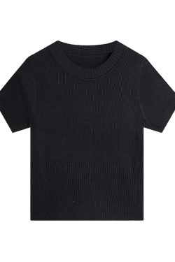 Plus-Size Slim Fit Cropped Ice Silk Short-Sleeve T-Shirt for Summer, Sweet and Spicy Style, Lightweight Knitted Top for Women