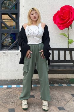 Plus Size Slimming Cargo Pants in Candy Color - European American Style Sports Casual Long Pants with Large Pockets for Spring Summer