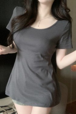 Plus-Size Slimming Fit Short Sleeve T-Shirt with Waist-Cinching Design for Summer, Perfect for Curvy Women