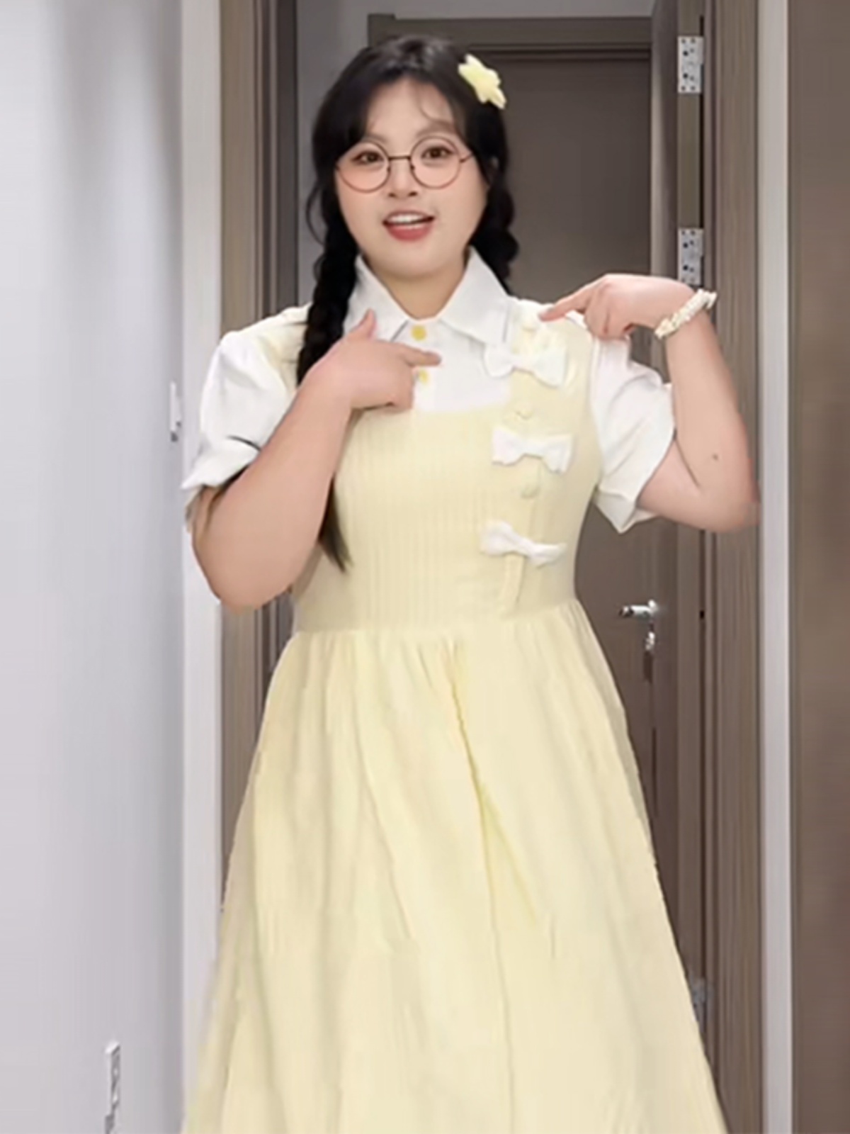 Plus-Size Slimming Forest Bow-Tie Waist Long Dress - Summer Sweet College Style First Love Fake Two-Piece Dress Plus-Size Slimming Forest Bow-Tie Waist Long Dress - Summer Sweet College Style First Love Fake Two-Piece Dress