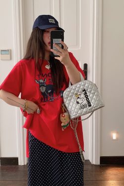 Plus Size Slimming Red Printed Short Sleeve T-Shirt for Women - Summer 2025 Gold Big Support Design