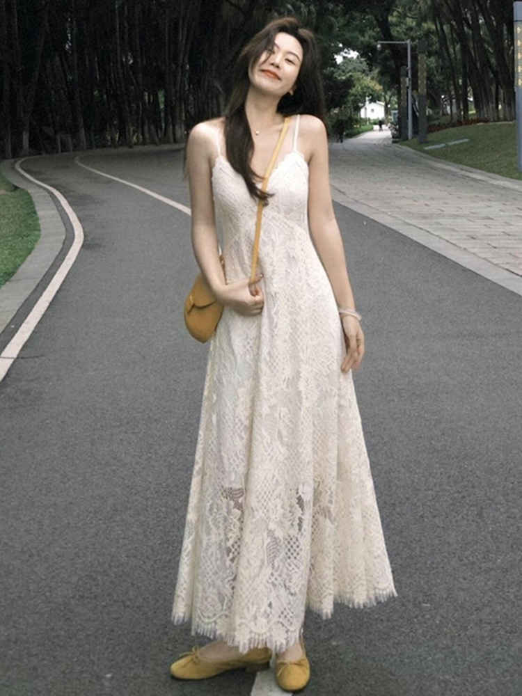 Plus-Size Slimming Two-Piece Summer Dress Cardigan Set with Elegant Jacquard Lace Camisole – Perfect for Chic Casual Outings Plus-Size Slimming Two-Piece Summer Dress Cardigan Set with Elegant Jacquard Lace Camisole – Perfect for Chic Casual Outings