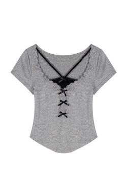 Plus Size Spicy Girl Lace Fake Two-Piece T-Shirt for Women - Summer Slim Fit, Tummy-Covering Stunning Top