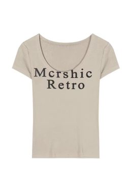 Plus-Size Spicy Girl U-Neck Short Sleeve T-Shirt for Women - Summer American Style, Slim Fit, Flattering Belly Design, Trendy Fashion