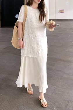 Plus Size Spliced Chiffon Loose Dress for Women, French Style Short Sleeve, Flattering Fit, Hides Belly, Elegant Casual Wear