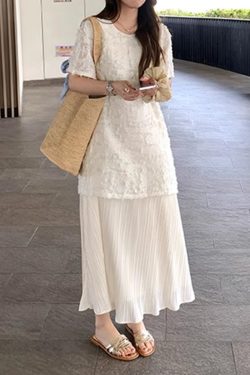 Plus Size Spliced Chiffon Loose Dress for Women, French Style Short Sleeve, Flattering Fit, Hides Belly, Elegant Casual Wear