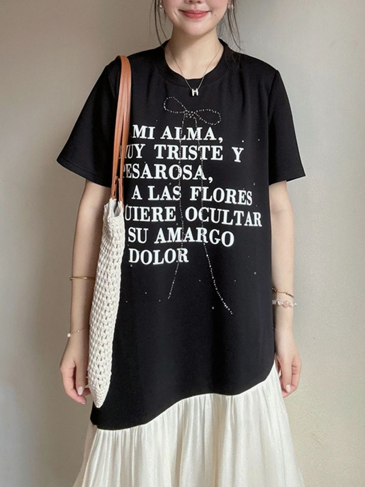 Plus Size Spliced Fake Two-Piece Dress for Women, Flattering Loose Fit, Stylish Design, Hides Belly, Perfect for Curvy Figures Plus Size Spliced Fake Two-Piece Dress for Women, Flattering Loose Fit, Stylish Design, Hides Belly, Perfect for Curvy Figures