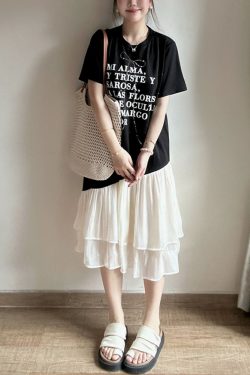 Plus Size Spliced Fake Two-Piece Dress for Women, Flattering Loose Fit, Stylish Design, Hides Belly, Perfect for Curvy Figures