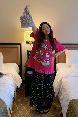 Plus Size Split Dot Midi Skirt for Women - Slimming Long Skirt for Summer 2025 - Casual Chic Style for Curvy Girls