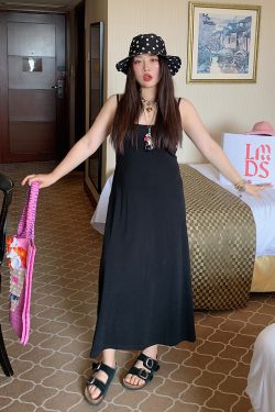 Plus Size Strap Dress for Women - 2025 New Summer Slimming Belly Covering Fashion, Ideal for Casual Outings and Y2K Style