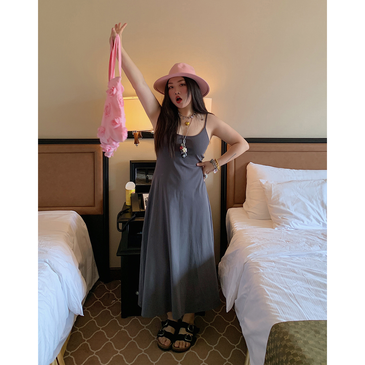 Plus Size Strap Dress for Women - 2025 New Summer Slimming Belly Covering Fashion, Ideal for Casual Outings and Y2K Style Plus Size Strap Dress for Women - 2025 New Summer Slimming Belly Covering Fashion, Ideal for Casual Outings and Y2K Style