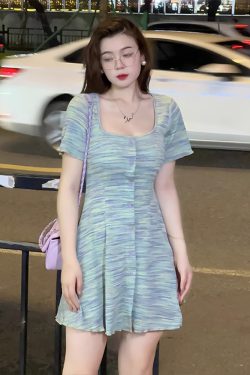 Plus-Size Striped Bodycon Dress for Summer, Square Neck, Flattering Fit, Dopamine Outfit, Perfect for Curvy Figures