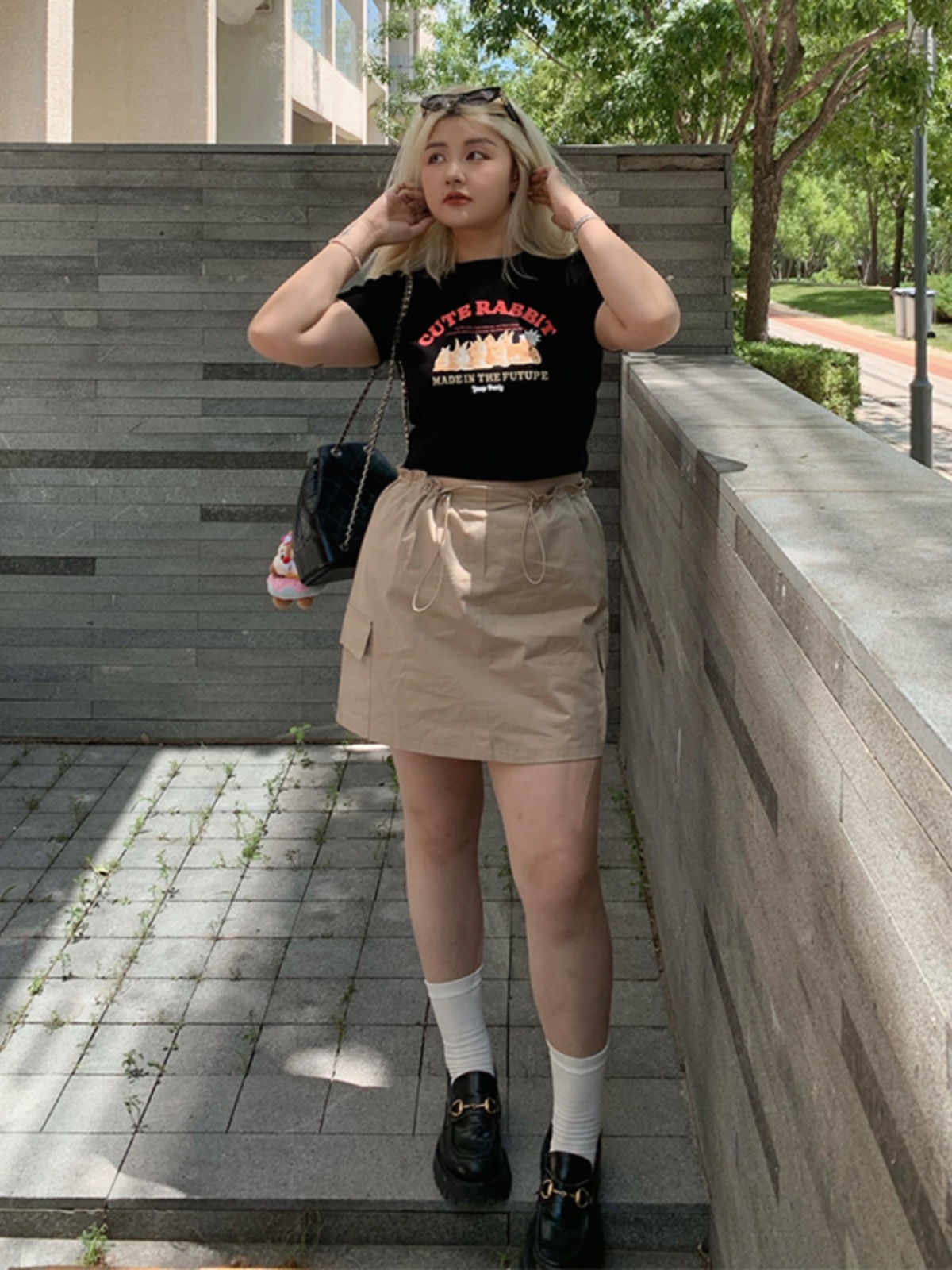 Plus Size Stylish Summer Anti-Exposure Tie-Up Short Skirt - Slimming Versatile Workwear for Effortless Y2K Fashion Plus Size Stylish Summer Anti-Exposure Tie-Up Short Skirt - Slimming Versatile Workwear for Effortless Y2K Fashion