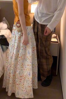 Plus Size Summer Floral Midi Skirt A-Line for Pear-Shaped Figures - Hip-Covering, Slimming Long Skirt for 2025