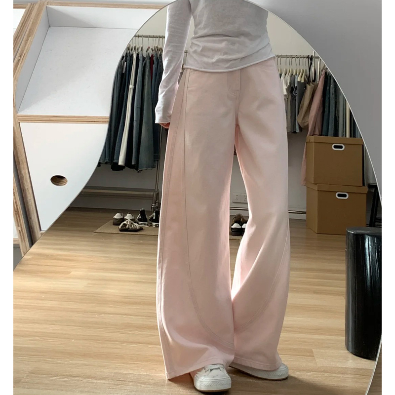 Plus-Size Summer Loose Wide-Leg Scythe Pants, Curved Blade Design, Pink Casual Trousers for a Relaxed Look Plus-Size Summer Loose Wide-Leg Scythe Pants, Curved Blade Design, Pink Casual Trousers for a Relaxed Look