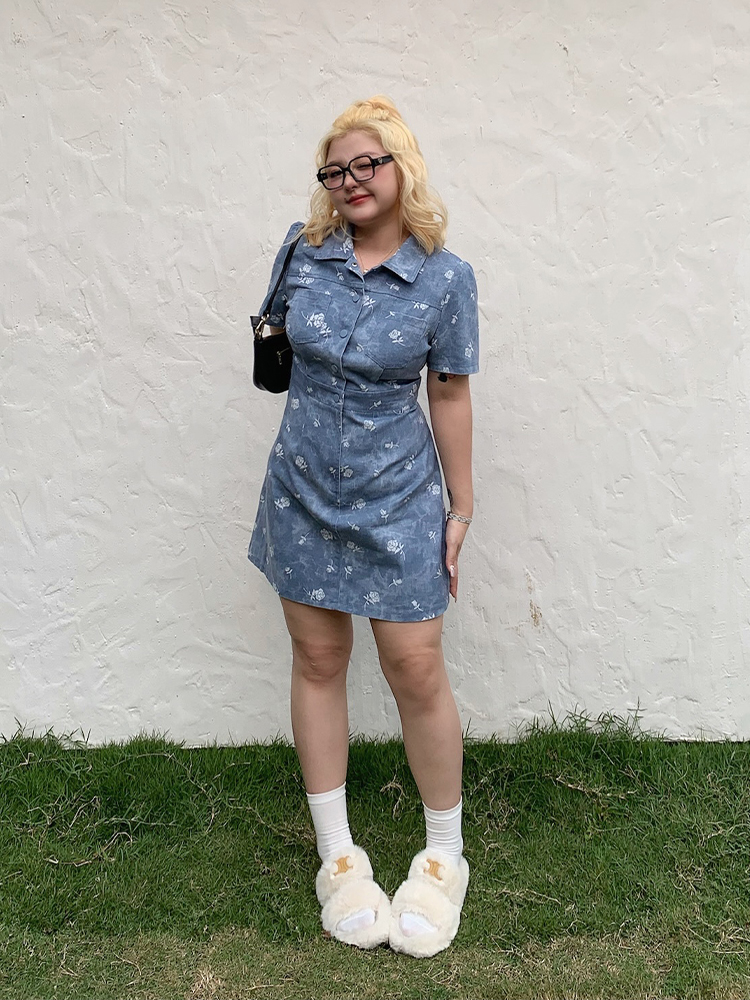 Plus Size Summer Two-Color Rose Print Dress - Washable Long and Short Loose Slimming Style for Effortless Chic Look Plus Size Summer Two-Color Rose Print Dress - Washable Long and Short Loose Slimming Style for Effortless Chic Look